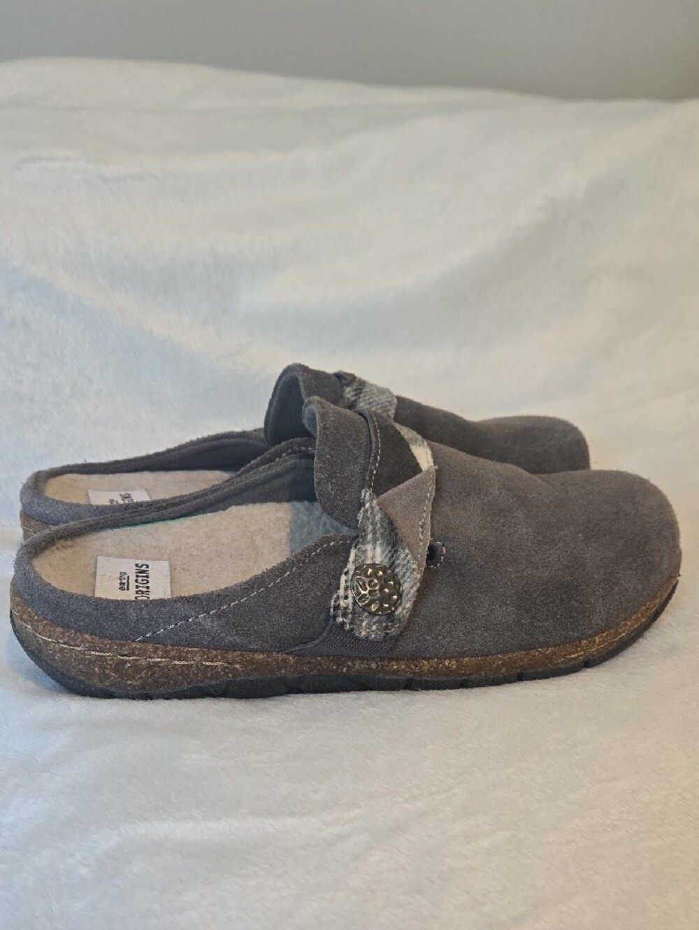 Earth Origins Lined Suede Slip-On Clogs with Patterned Strap - Picture 3 of 11